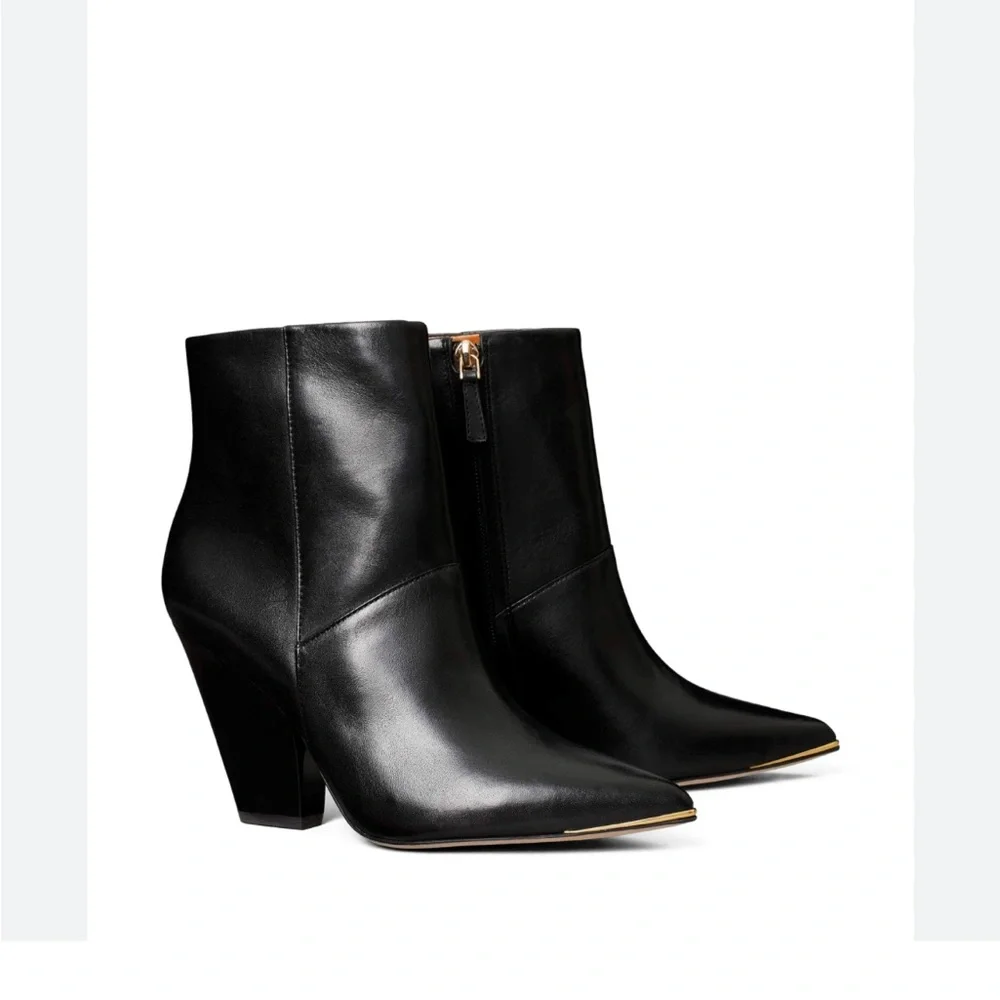 Tory Burch Black Lila Leather Ankle Booties